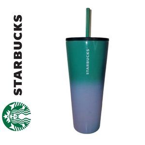 STARBUCKS 24fl oz TRENTA OMBRE TRAVEL TUMBLER COFFEE MUG CUP WITH LID & STRAW